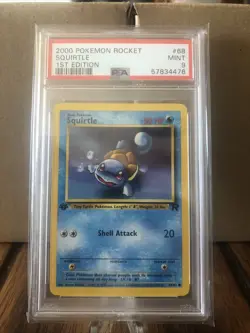 PSA 9 1st ed Squirtle 68/82 Team Rocket Pokemon TCG WOTC Mint Newly Graded - Image 1