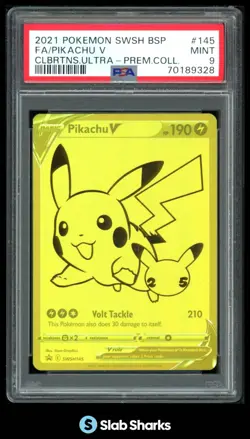 2019 POKEMON SWSH PROMO #145 PIKACHU V CELEBRATIONS ULTRA PREMIUM COLL PSA 9 - Image 1