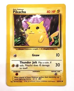 Pikachu Red Cheeks 58/102 Shadowless Base Set Common 1999 English Pokemon WoTC - Image 1