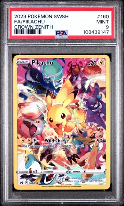 2023 POKEMON SWORD & SHIELD CROWN ZENITH #160 FULL ART/PIKACHU PSA 9 - Image 1