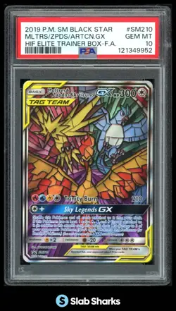 2016 POKEMON SM BLACK STAR PROMOS MOLTRES & ZAPDOS ARTICUNO TAG TEAM PSA 10 - Image 1