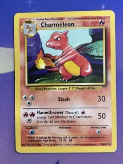 CHARMELEON - 24/102 - Base Set - Pokemon Card - HP DAMAGED - Image 1