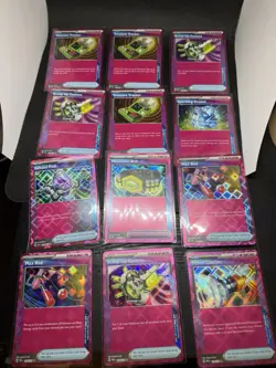 Pokemon TCG CCG Prismatic Evolutions Lot Of 12 Pink Item Tool Cards - Image 1