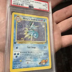 PSA 9 Misty's Seadra 1st Edition Gym Heroes 9/132 Pokemon Card MINT Holo - Image 4