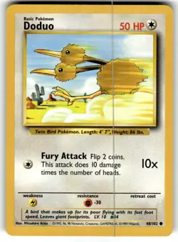 Pokemon Doduo 48/102 Common Unlimited Base Set - Image 1