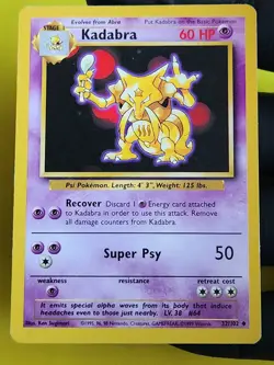 Pokemon TCG Kadabra Base Set 32/102 Regular Unlimited Uncommon LP - Image 1