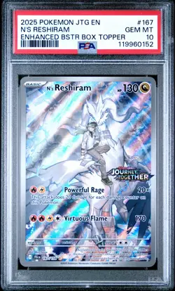 2025 POKEMON JTG EN-JOURNEY TOGETHER #167 N'S RESHIRAM PSA 10 - Image 1