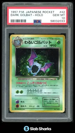 1997 POKEMON TEAM ROCKET JAPANESE #042 DARK GOLBAT HOLO PSA 10 - Image 1
