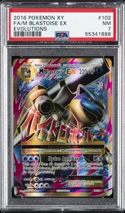 2016 POKEMON XY EVOLUTIONS #102 FULL ART/M BLASTOISE EX PSA 7 - Image 1