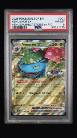 2025 Pokemon Venusaur ex (Stellar Crown Stamp) 001/142 Holo PSA 8 - Image 1