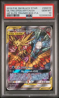 2019 POKEMON SM BLACK STAR PROMO FULL ART/MOLTRES & ZAPDOS & ARTICUNO GX PSA 10 - Image 1