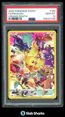 2023 POKEMON SWORD & SHIELD CROWN ZENITH #160/159 PIKACHU SECRET RARE PSA 10 - Image 1