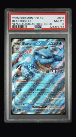 2025 Pokemon Blastoise EX #030 Stellar Crown Stamped Promo PSA 8 - Image 1