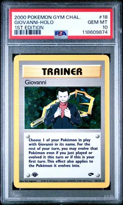 2000 Pokemon Gym Challenge #18 Giovanni Holo 1st Edition PSA 10 GEM MINT - Image 1
