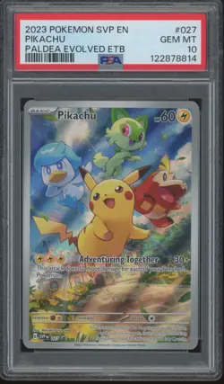 2023 Pokemon SVP EN Paldea Evolved #027 Pikachu Gem Mint PSA 10 - Image 1