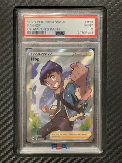 2020 PSA 9 FA Hop #073 Full Art Trainer Pokemon TCG SWSH Champion’s Path - Image 1