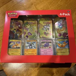 Pokemon 4 Mini Tins + 4 Promo Cards Bundle - 151 SAMS CLUB. IN HAND - Image 1
