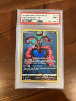 Pokemon 2023 Sword & Shield Black Star Promo Card SWSH284 Galarian Moltres PSA 9 - Image 1