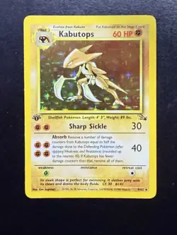 Kabutops 9/62 Holo Fossil Set Pokemon Card 1999 WOTC - 1st edition - MP - Image 1