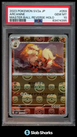 2023 POKEMON SV CARD 151 (JAPANESE) ARCANINE REVERSE HOLO MASTER BALL PSA 10 - Image 1