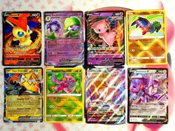 Lot Of 8 Pokemon Cards, Mixed Sets, Mew Vmax-Victini V-Gardevoir Ex-Genesect V - Image 1