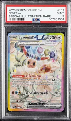 2025 POKEMON PRE EN-PRISMATIC EVOLUTIONS #167 EEVEE EX PSA 9 - Image 1