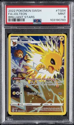 2022 POKEMON SWORD & SHIELD BRILLIANT STARS #TG04 FULL ART/JOLTEON PSA 9 - Image 1