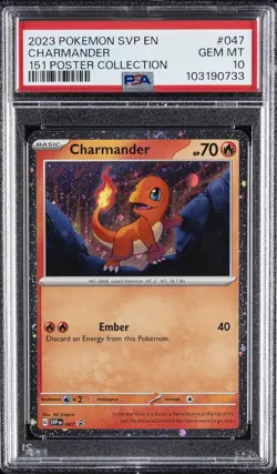 2023 POKEMON SVP EN-SV BLACK STAR PROMO 151 POSTER COLL #047 CHARMANDER PSA 10 - Image 1