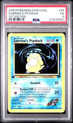 Sabrina Psyduck 1st Edition Gym Challenge 99 2000 Pokemon First Team Psa 5 Rare - Image 2