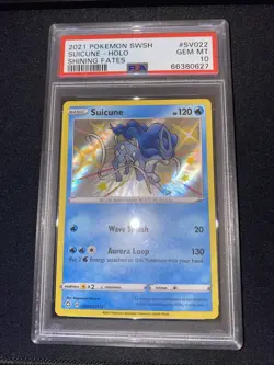 2021 POKEMON SWSH SHINING FATES SUICUNE HOLO #SV022/SV122 PSA 10 GEM MINT - Image 1