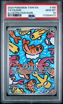 2024 POKEMON TWM EN-TWILIGHT MASQUERADE ILLUSTRATION RARE #186 TATSUGIRI PSA 10 - Image 1