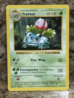 Shadowless Ivysaur Pokemon Card 1999 Base Set WOTC TCG 30/102 MP - Image 1