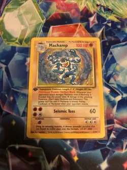 Pokemon TCG Machamp Holo Rare 1st Edition Base Set, Card 8/102, LP Condition - Image 1