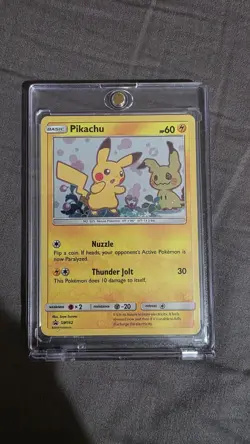 Pokemon TCG Pikachu SM162 Promo Holo Card Near Mint Condition - Image 1