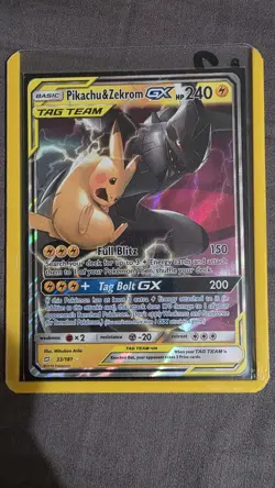 Pokemon TCG 2019 Pikachu and Zekrom GX Tag Team Full Art Holo Rare Card 33/181 - Image 1