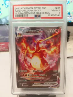 2022 POKEMON SWSH BLACK STAR PROMO #261 FULL ART/CHARIZARD VMAX PSA 8 - Image 1