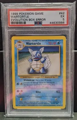 Pokemon Base Set 1999 Wartortle #42 - Evolution Box Error Misprint - PSA 5 - Image 1