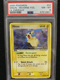 2005 Pokemon EX Emerald Minun Reverse Foil 37/106 PSA 8 NM-MT - Image 1