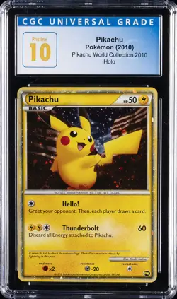 2010 POKEMON PIKACHU WORLD COLL 2010, HOLO PIKACHU CGC 10 PRISTINE - Image 1