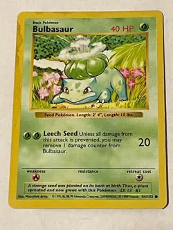 Bulbasaur - 44/102 - Base Set - WOTC - VINTAGE Pokemon Single - 1999 - Image 1