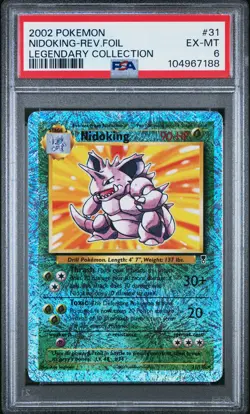 2002 POKEMON LEGENDARY COLLECTION #31 NIDOKING-REVERSE FOIL PSA 6 - Image 1