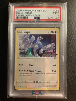 Pokemon 2020 Vivid Voltage #069 LUGIA Holo Prerelease STAFF Promo PSA 9 - Image 1