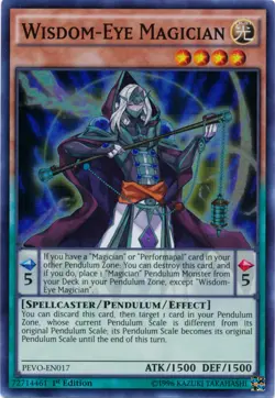 Yugioh! LP Wisdom-Eye Magician - PEVO-EN017 - Super Rare - 1st Edition Lightly P - Image 1
