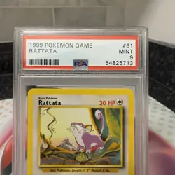 Rattata 61/102 Base Set 1999 Non Holo Graded Pokemon Card PSA 9 Mint - Image 2