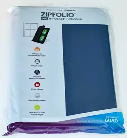 Ultimate Guard Blue 8-Pocket Zipfolio 160 Card Binder Storage Album Xenoskin - Image 1