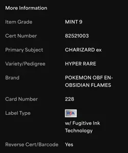 2023 Pokemon OBF En-Obsidian Flames Charizard EX Hyper Rare Card 228/197 PSA - Image 3