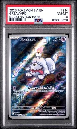 2023 POKEMON SVI EN-SCARLET & VIOLET ILLUSTRATION RARE #214 GREAVARD PSA 8 - Image 1