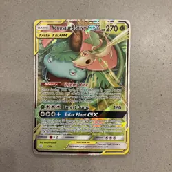 Pokemon Venusaur Snivy GX Holo Ultra Rare Card 1/236 Tag Team Cosmic Eclipse - Image 1