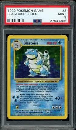 Pokemon PSA 9 Base Set Blastoise 2/102 Holo Rare Unlimited 1999 Mint - Image 1