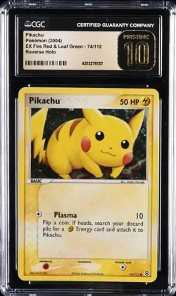 2004 POKEMON EX FIRE RED & LEAF GREEN, REVERSE HOLO PIKACHU CGC 10 PRISTINE - Image 1